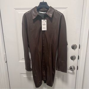 NWT Zara Faux Leather Dress Size L